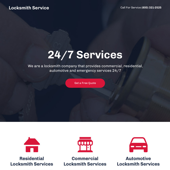 best locksmith service mini responsive landing page design