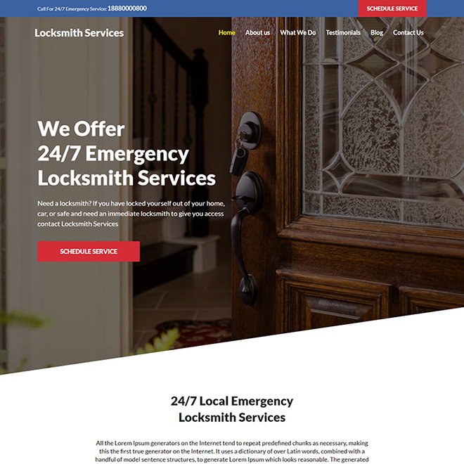 emergency locksmith service responsive website design Locksmith example