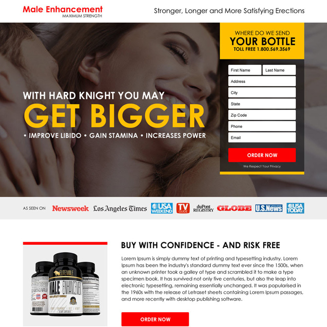 male enhancement product selling responsive landing page Male Enhancement example