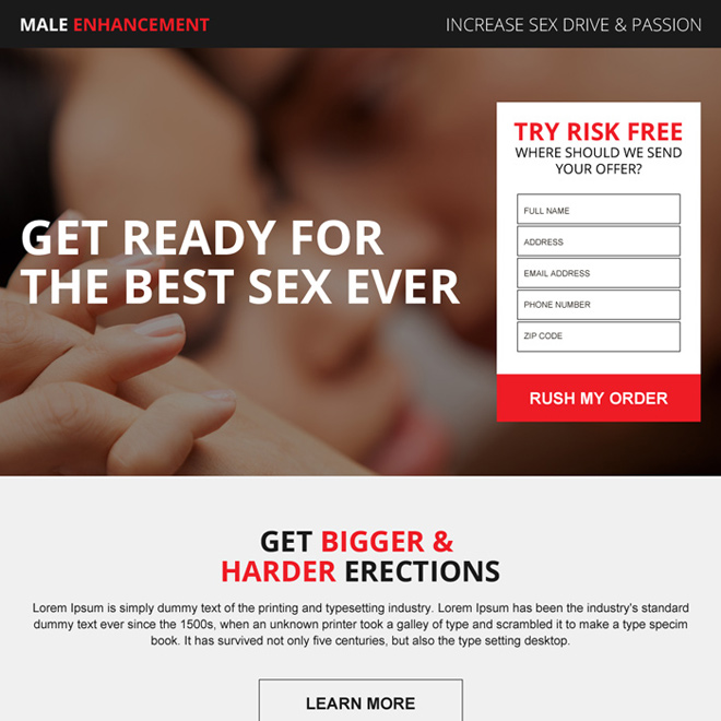 responsive male enhancement supplement selling landing page