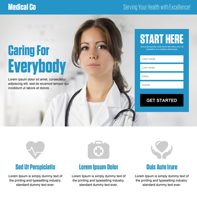 best medical company lead generating responsive landing page design Medical example