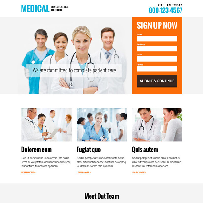 medical diagnostic center modern and clean responsive landing page design template Medical example