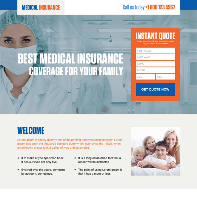best medical insurance for full family responsive landing page