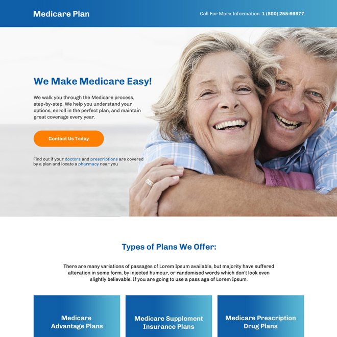 best medicare plan call to action responsive landing page