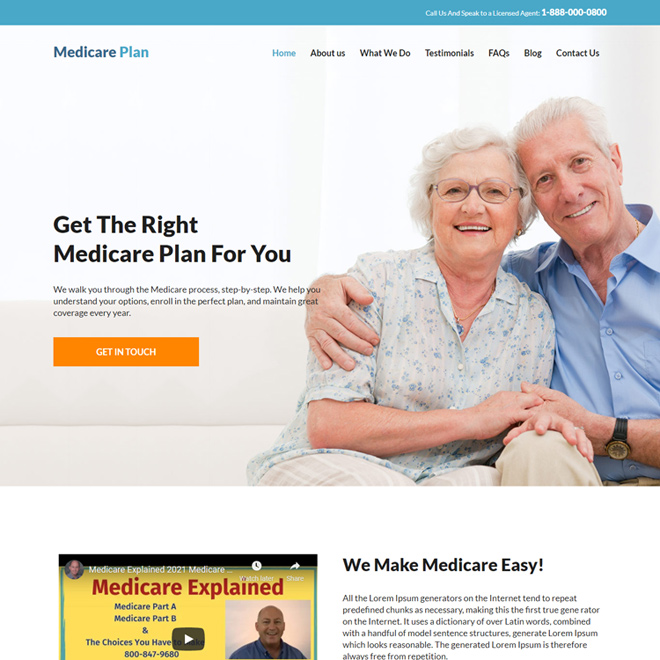 medicare supplement insurance plan responsive website design