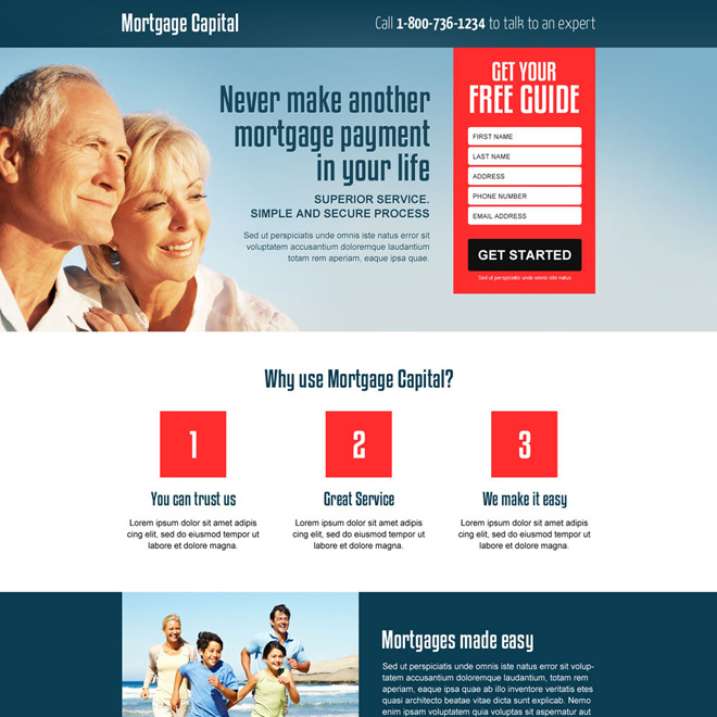 best mortgage free quote lead gen responsive landing page design Mortgage example