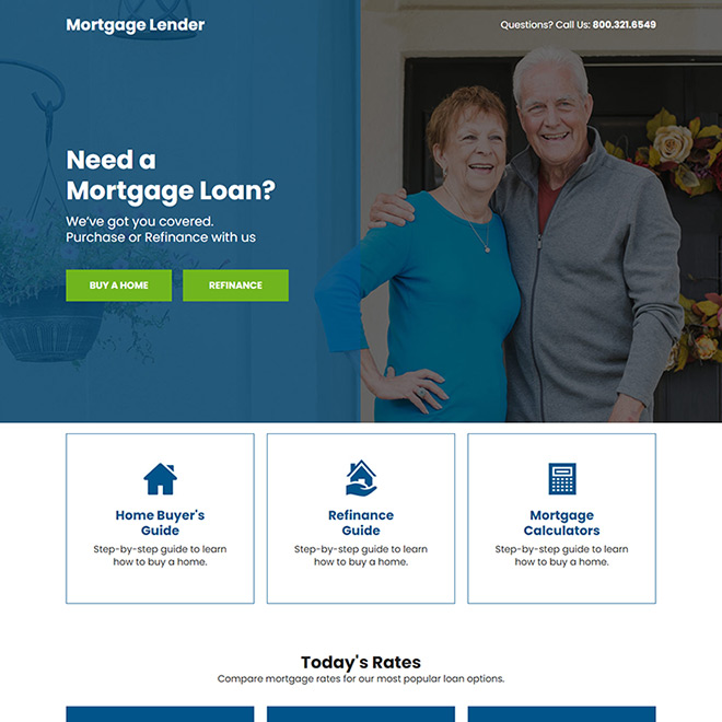 best mortgage lender call to action responsive landing page