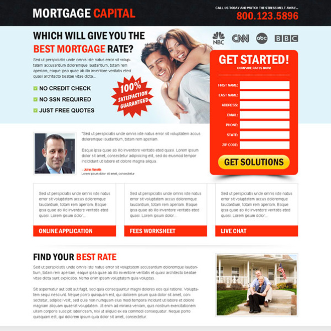 mortgage capital beautiful lead capture landing page design to increase your positive leads Mortgage example