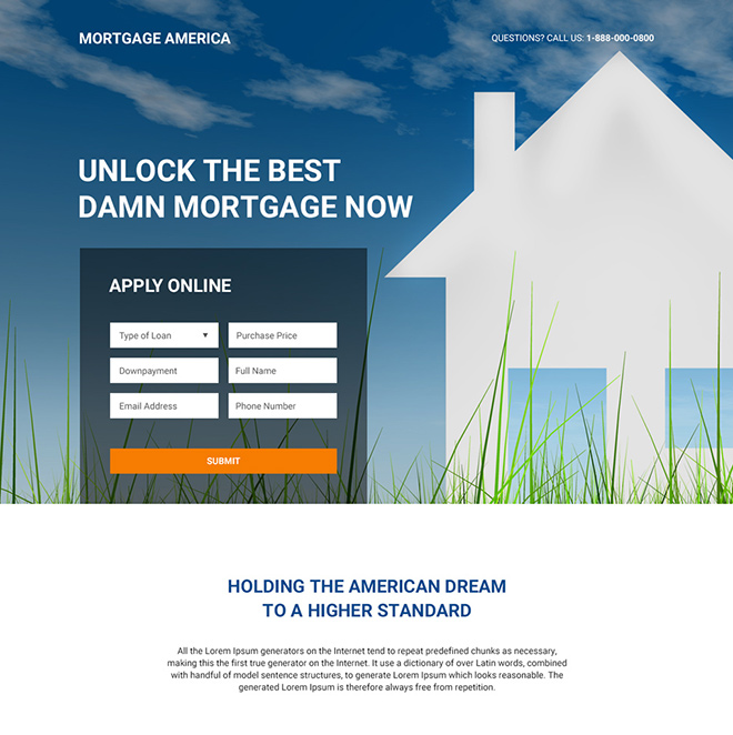 mortgage broker responsive landing page design Mortgage example