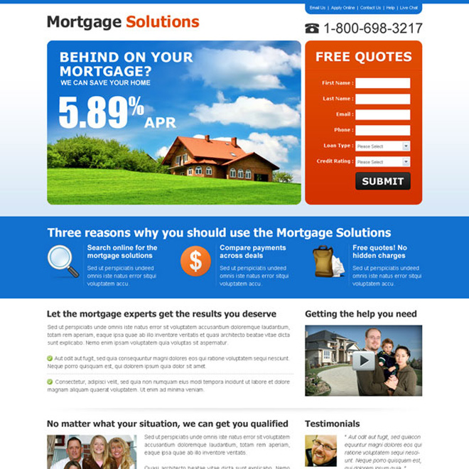 mortgage solution lead capture lander design Mortgage example