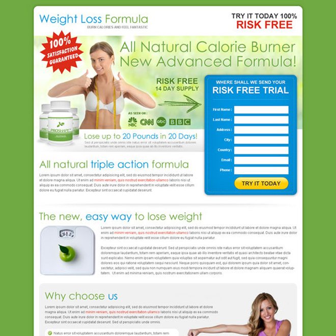 best natural weight loss product selling html landing page design template