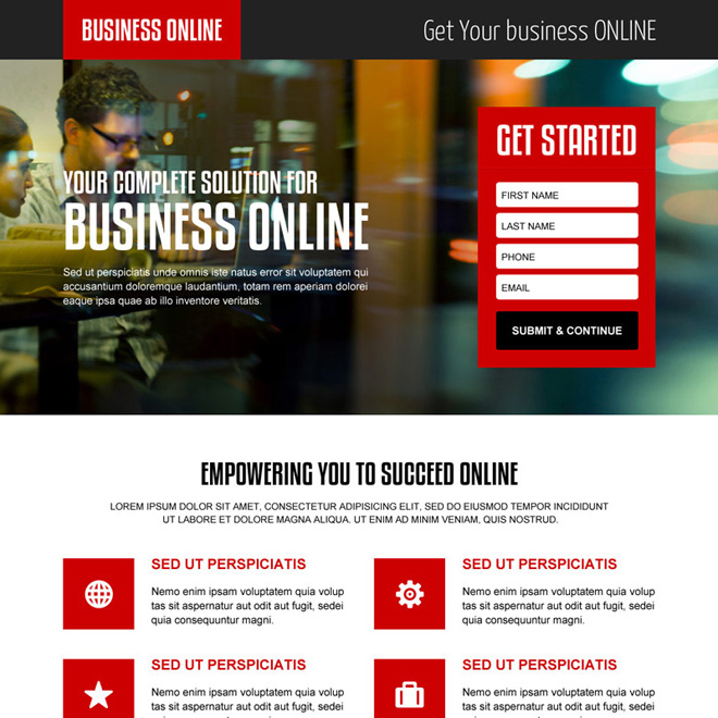 best online business solution responsive landing page design Business example