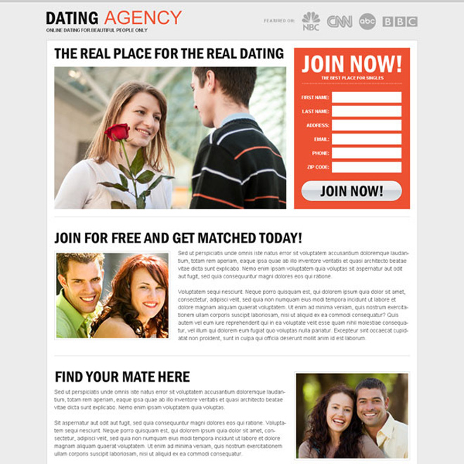 best responsive dating landing page design templates to capture leads for your online dating agency Dating example