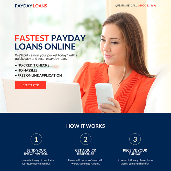 best payday loan mini responsive landing page design Payday Loan example