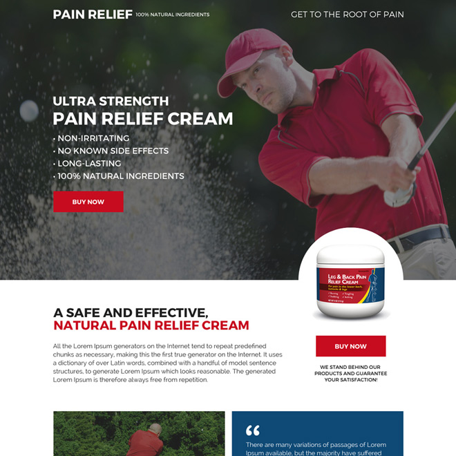 best pain relief product selling responsive landing page design Pain Relief example