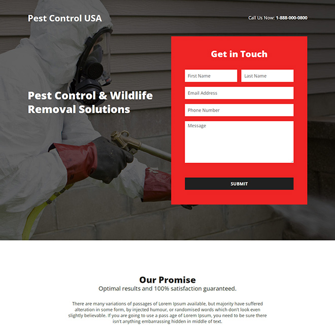 pest control solution responsive landing page design Pest Control example