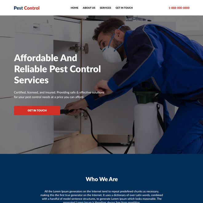 reliable pest control service responsive website design Pest Control example