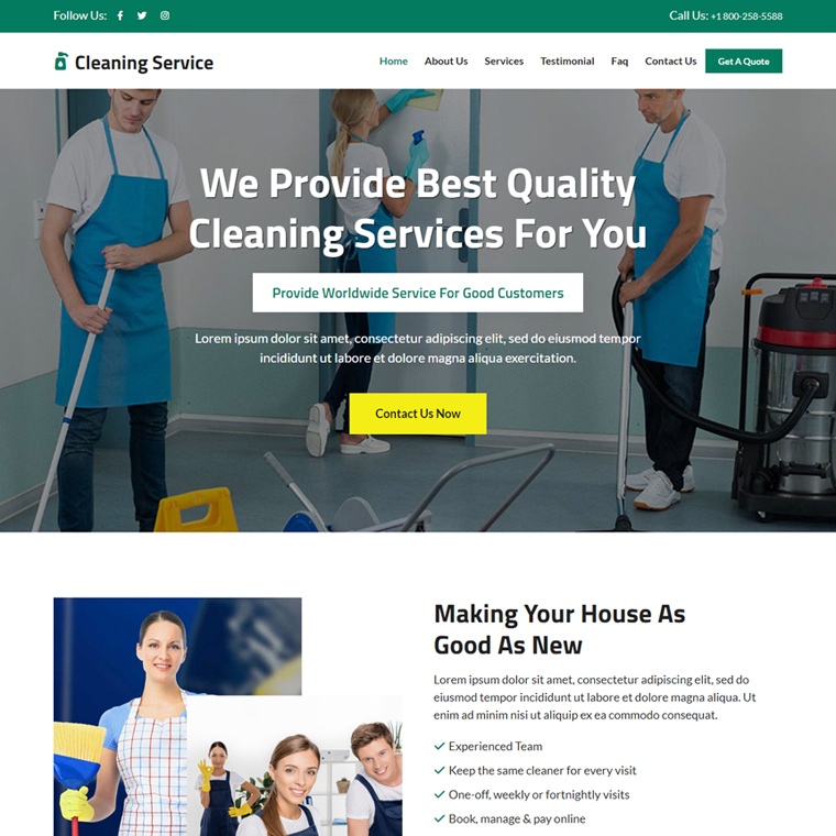 cleaning service lead capture responsive website design