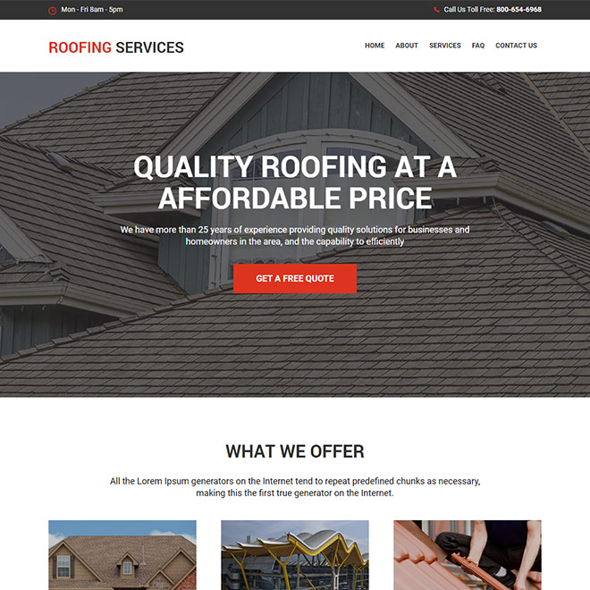 best roofing services responsive website design Roofing example