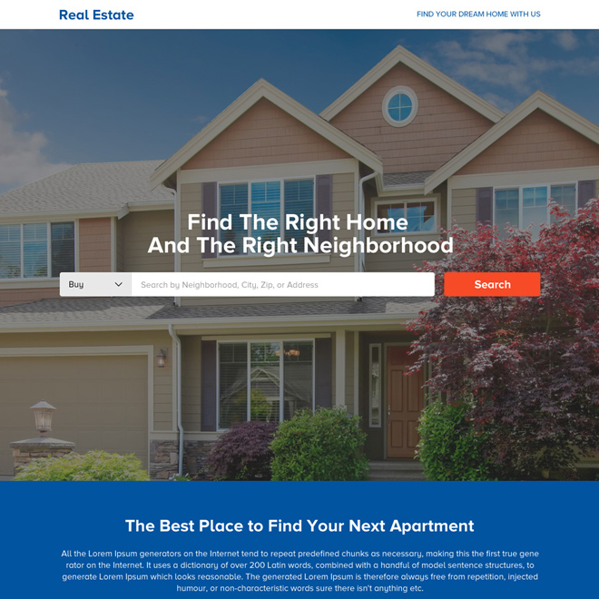 best real estate call to action landing page design Real Estate example