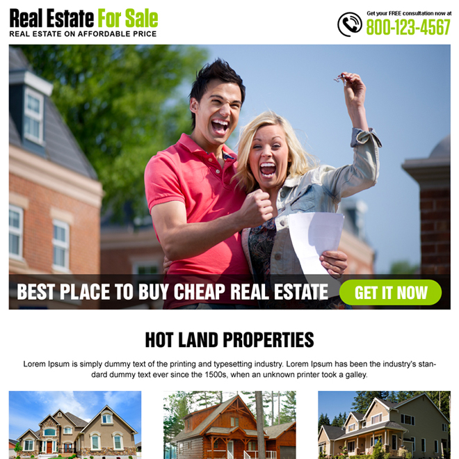 best real estate listing responsive landing page design