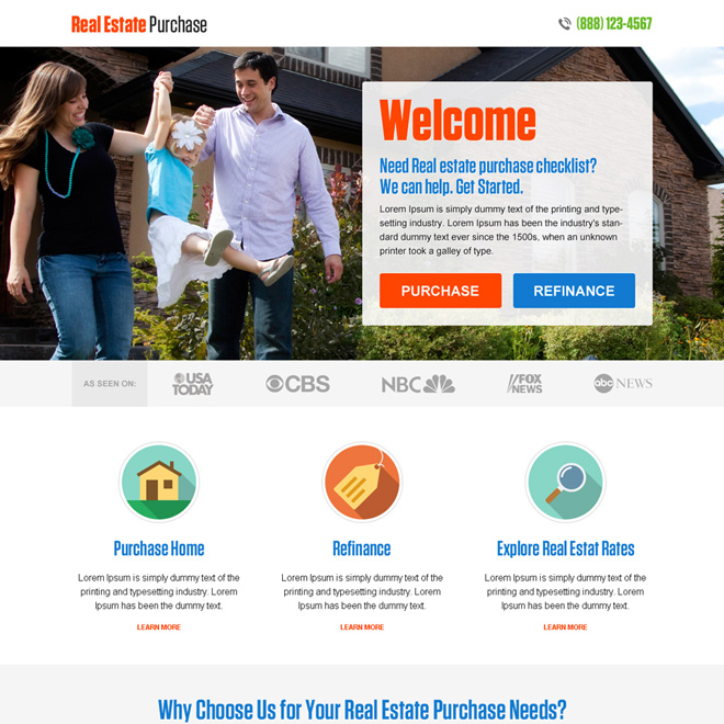 best real estate purchase and refinance responsive landing page