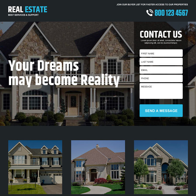 best real estate service lead gen responsive landing page design Real Estate example