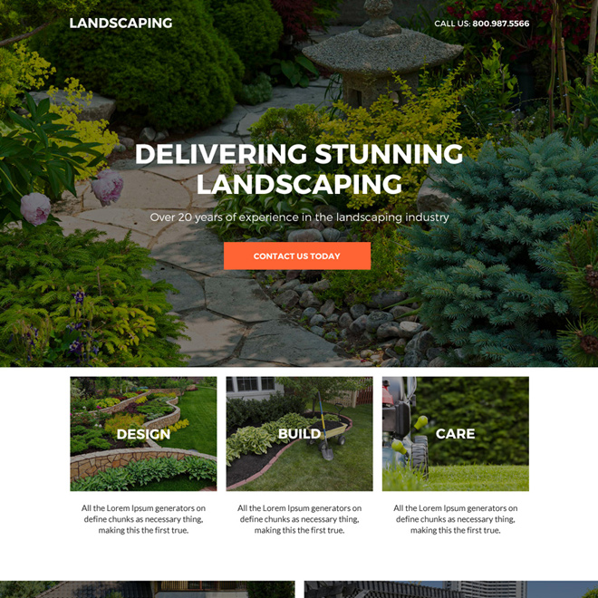 residential and commercial landscaping service responsive landing page