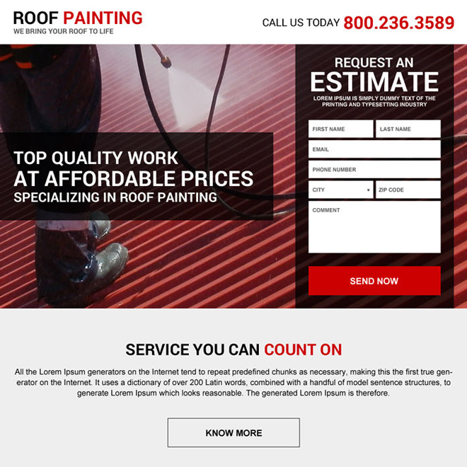 best roof painting service responsive landing page