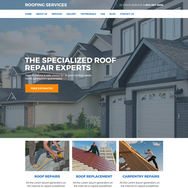 roof replacement and repair services website design