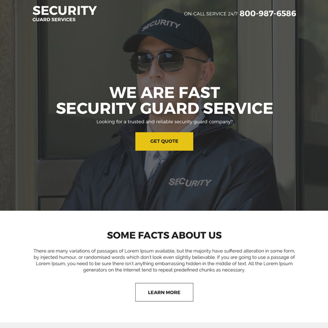 security guard services landing page design Security example