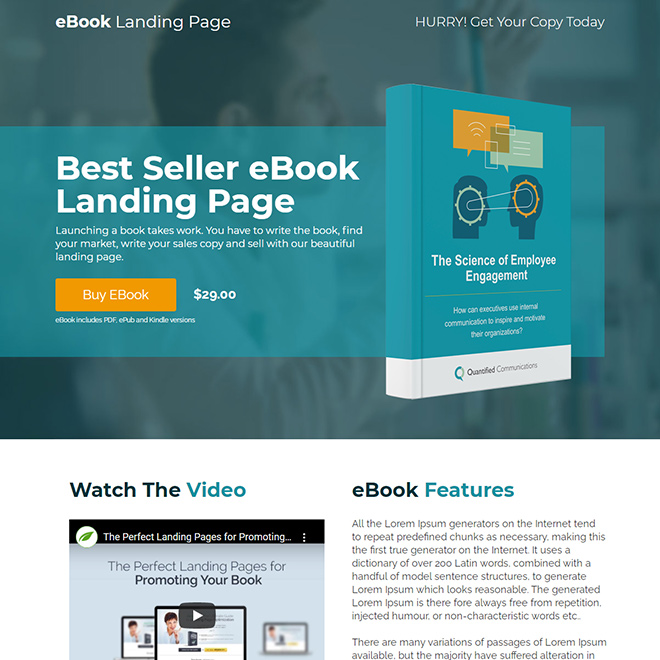 minimal ebook call to action landing page