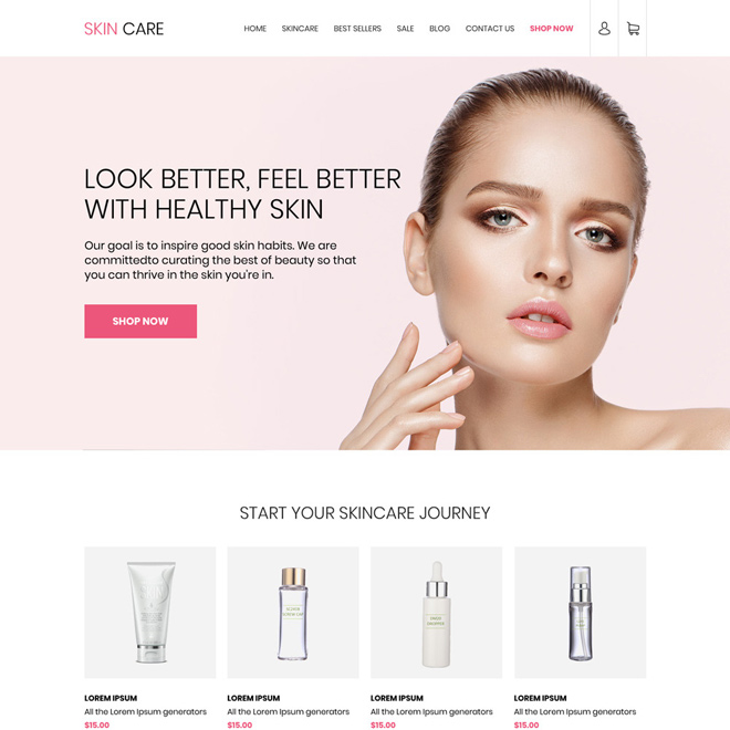 skin care products selling best responsive website design Skin Care example