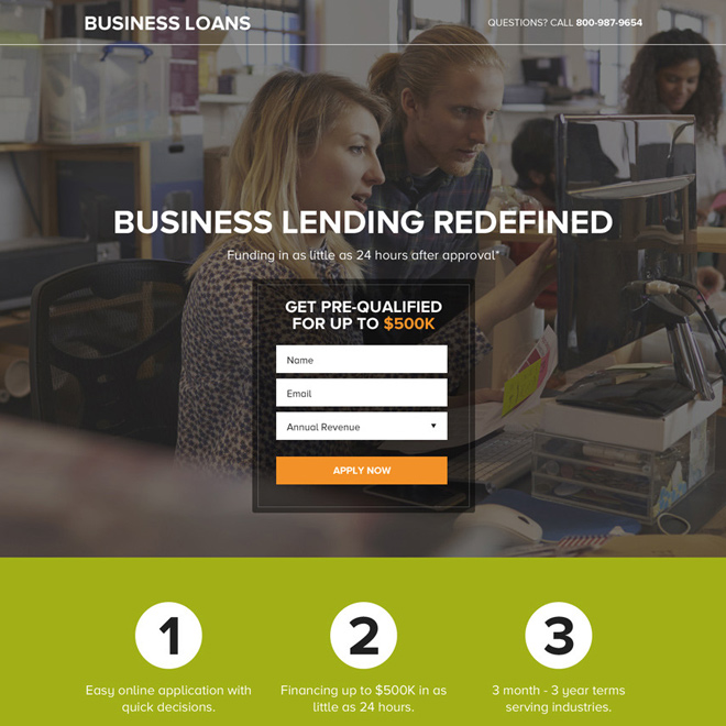 small business loan lending responsive landing page design