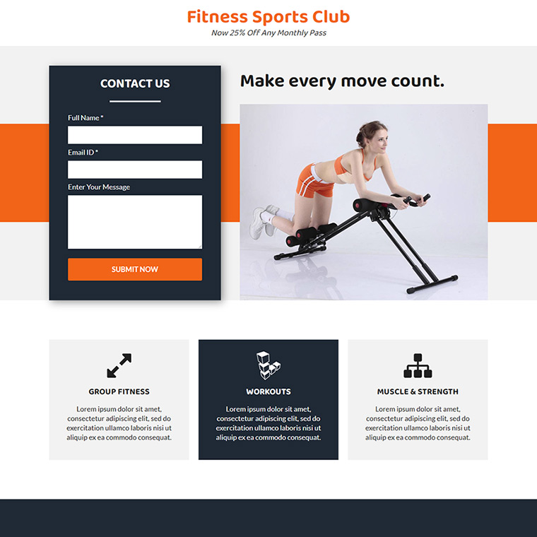 health and fitness club responsive landing page