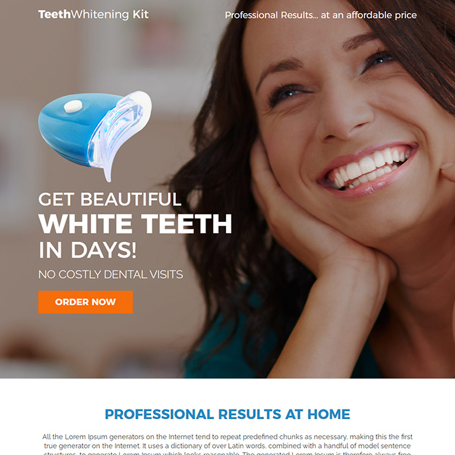 teeth whitening kit responsive landing page design Teeth Whitening example