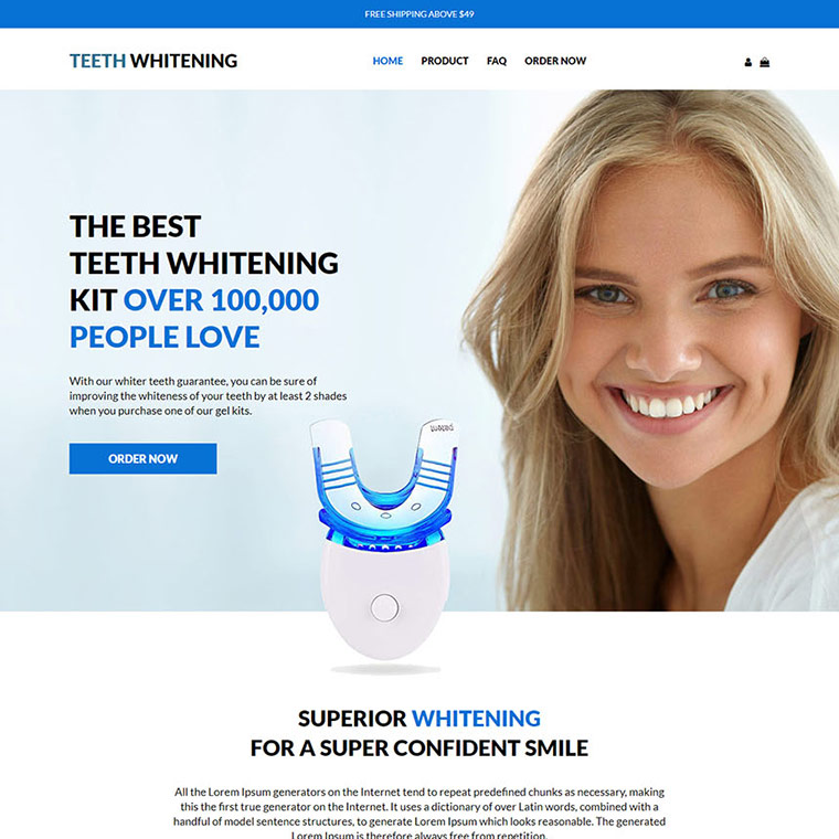 teeth whitening kit responsive website design