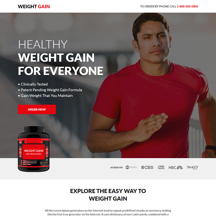 best weight gain supplement responsive landing page