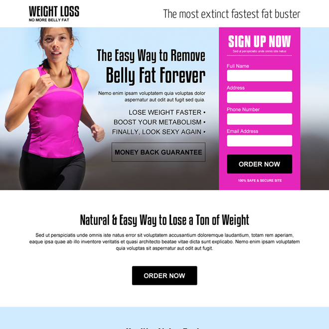 reduce belly fat weight loss effective responsive landing page design