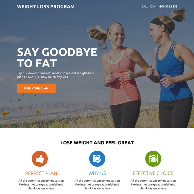 best weight loss mini responsive landing page design