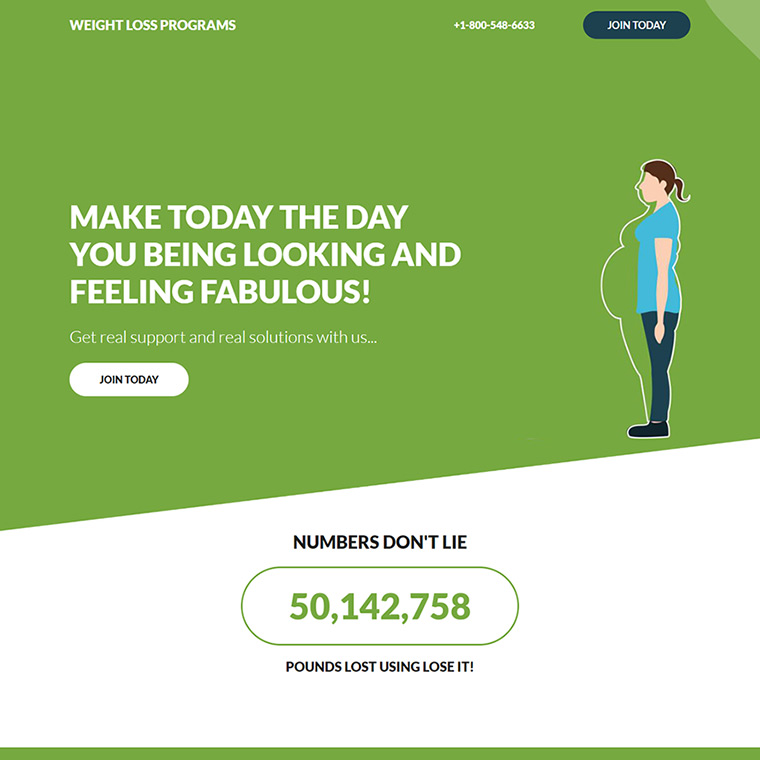 weight loss programs responsive landing page Weight Loss example