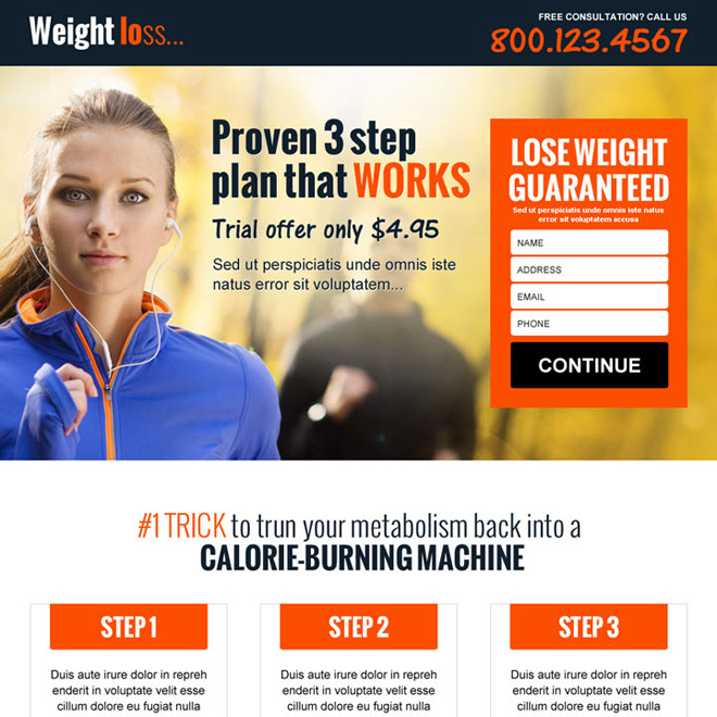 best weight loss workout plan responsive landing page design