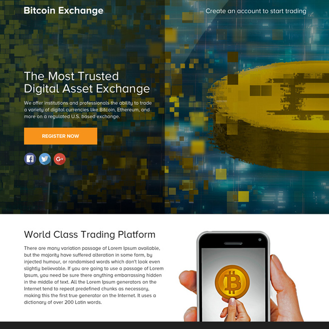 bitcoin exchange sign up capturing funnel page design Cryptocurrency example