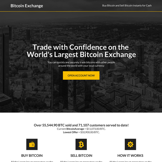 worlds largest bitcoin exchange responsive landing page