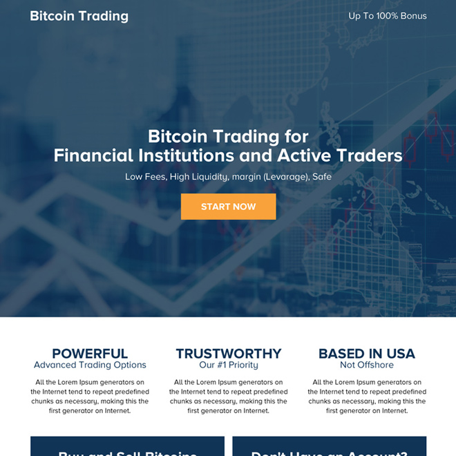 responsive bitcoin trading mini call to action landing page Cryptocurrency example