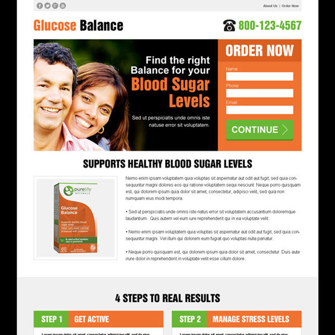 blood sugar control medicine lead capture converting and appealing html landing page design template