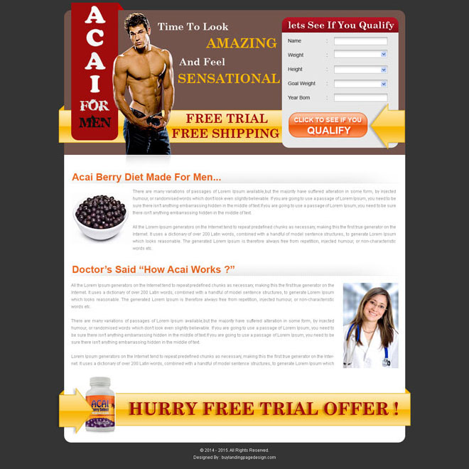 acai berry for men bodybuilding landing page design Bodybuilding example