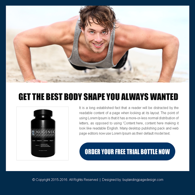 bodybuilding free trial bottle converting ppv landing page design Bodybuilding example