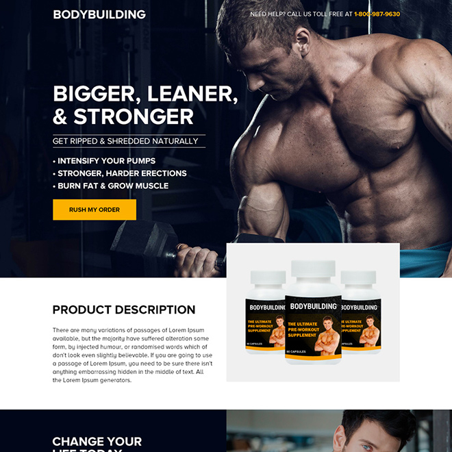 bodybuilding product selling bootstrap landing page Bodybuilding example