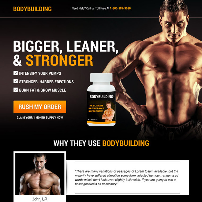 body building supplement selling responsive sales page design Bodybuilding example